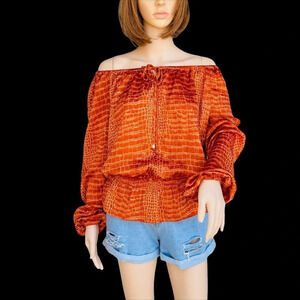 MICHAEL KORS Women’s Size S Orange Peasant Blouse